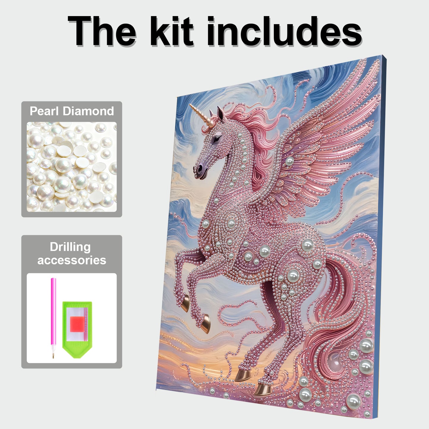 Unicorn - DIY Pearl Gem Art Diamond Painting Kits With Framefor Home Decor -30x40cm