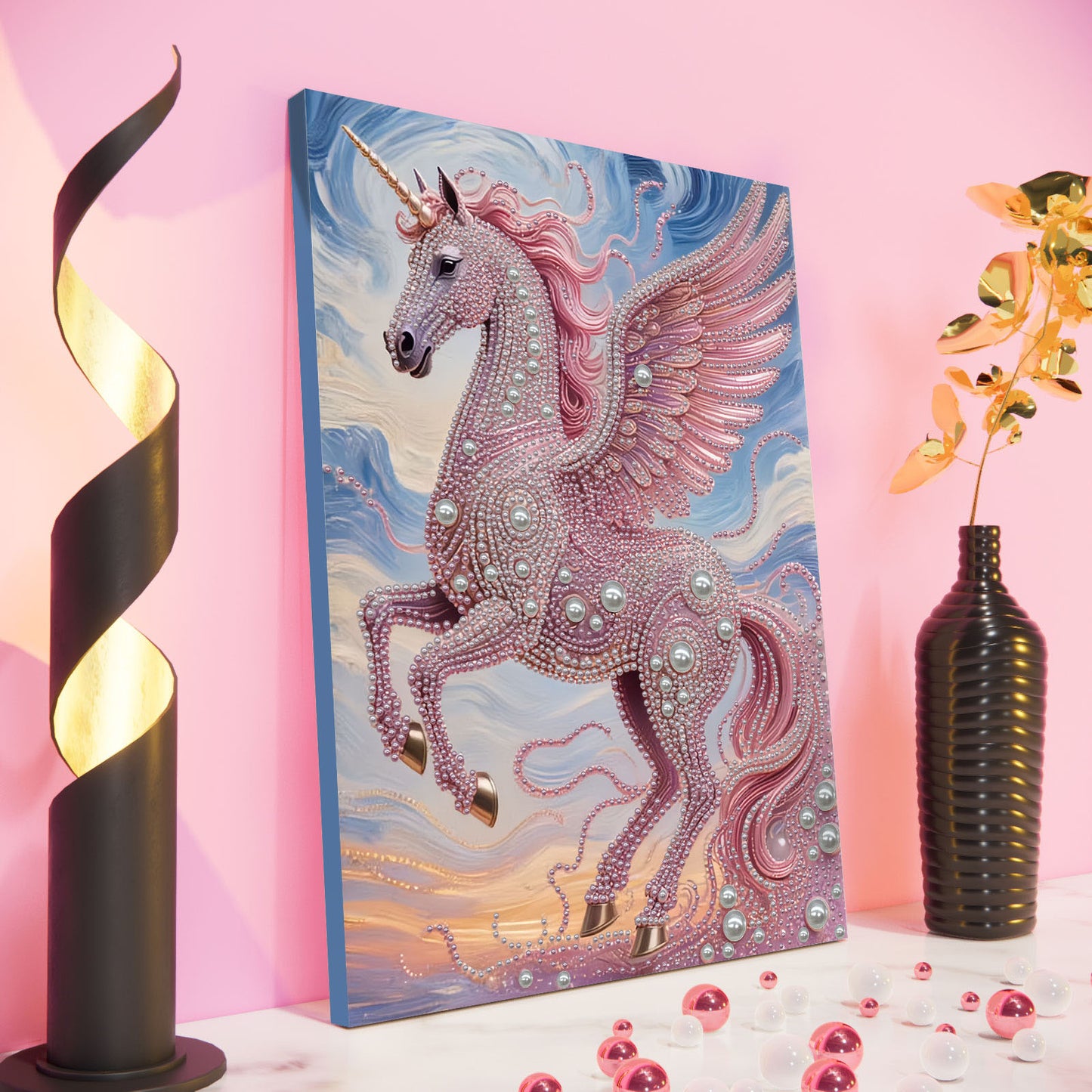 Unicorn - DIY Pearl Gem Art Diamond Painting Kits With Framefor Home Decor -30x40cm