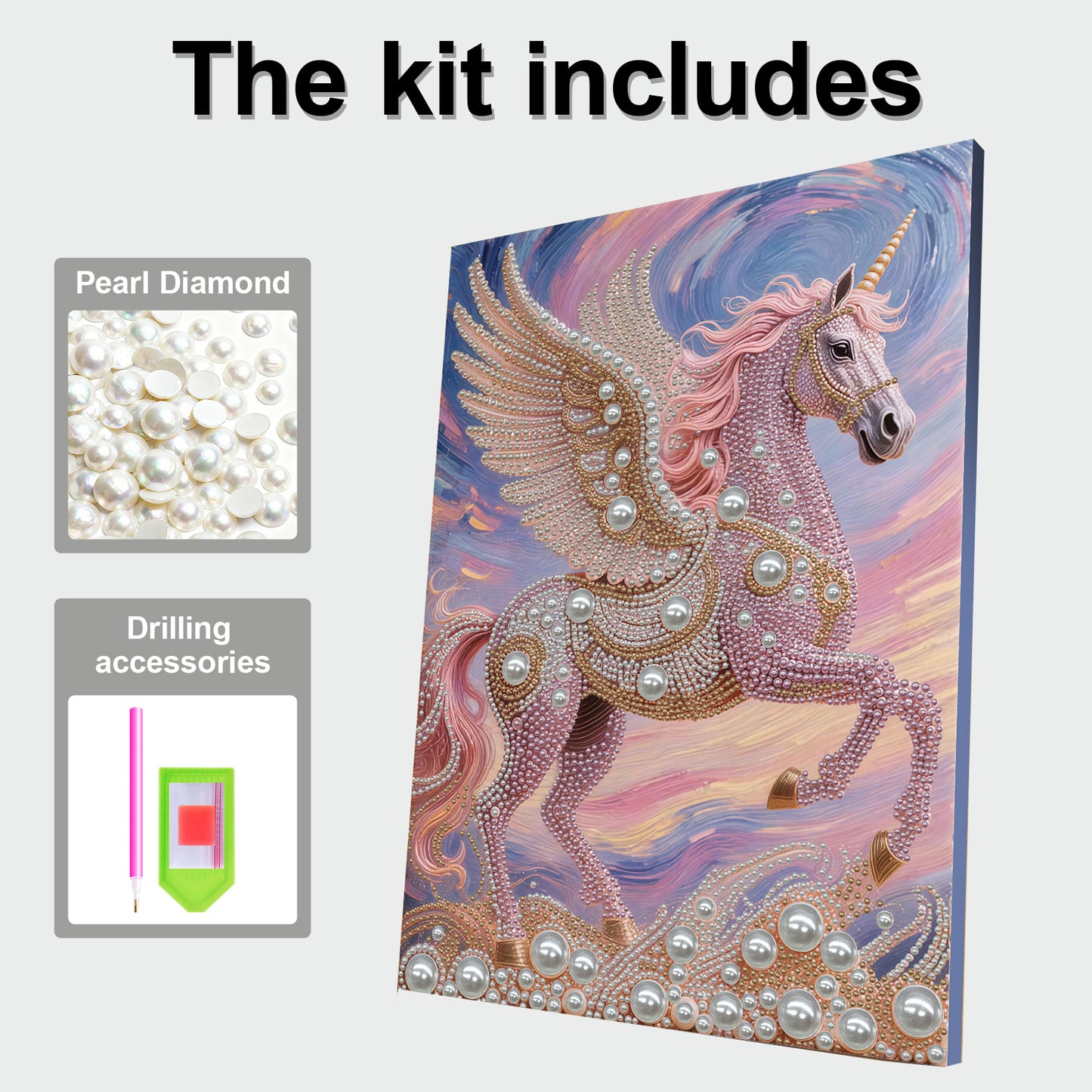 Unicorn - DIY Pearl Gem Art Diamond Painting Kits With Framefor Home Decor -30x40cm