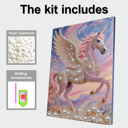 Unicorn - DIY Pearl Gem Art Diamond Painting Kits With Framefor Home Decor -30x40cm