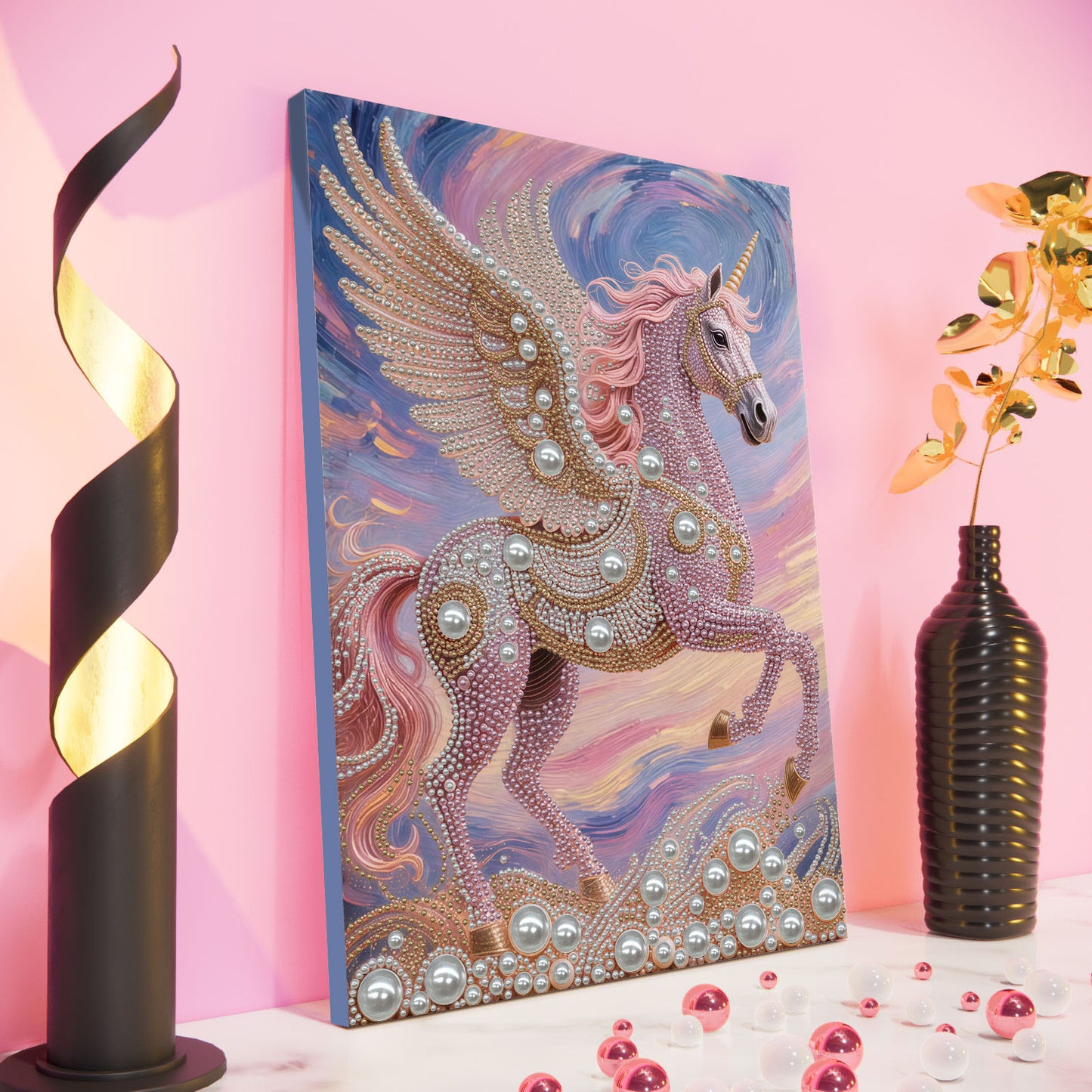 Unicorn - DIY Pearl Gem Art Diamond Painting Kits With Framefor Home Decor -30x40cm