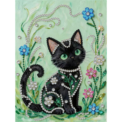 Black Cat - DIY Pearl Gem Art Diamond Painting Kits With Framefor Home Decor -30x40cm