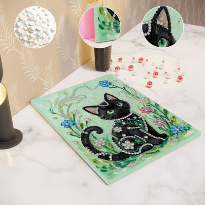 Black Cat - DIY Pearl Gem Art Diamond Painting Kits With Framefor Home Decor -30x40cm