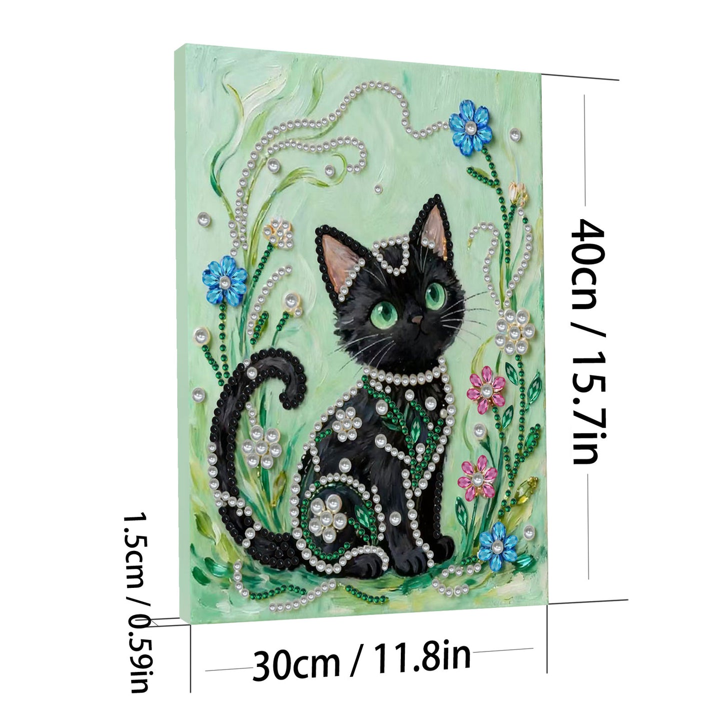 Black Cat - DIY Pearl Gem Art Diamond Painting Kits With Framefor Home Decor -30x40cm