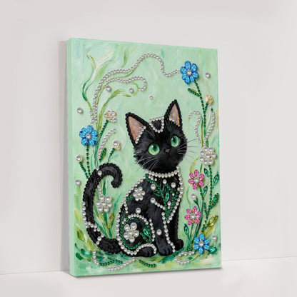 Black Cat - DIY Pearl Gem Art Diamond Painting Kits With Framefor Home Decor -30x40cm