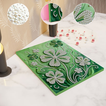 Lucky Clover - DIY Pearl Gem Art Diamond Painting Kits With Framefor Home Decor -30x40cm