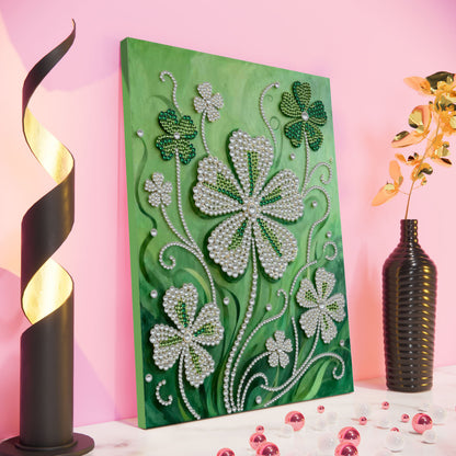 Lucky Clover - DIY Pearl Gem Art Diamond Painting Kits With Framefor Home Decor -30x40cm