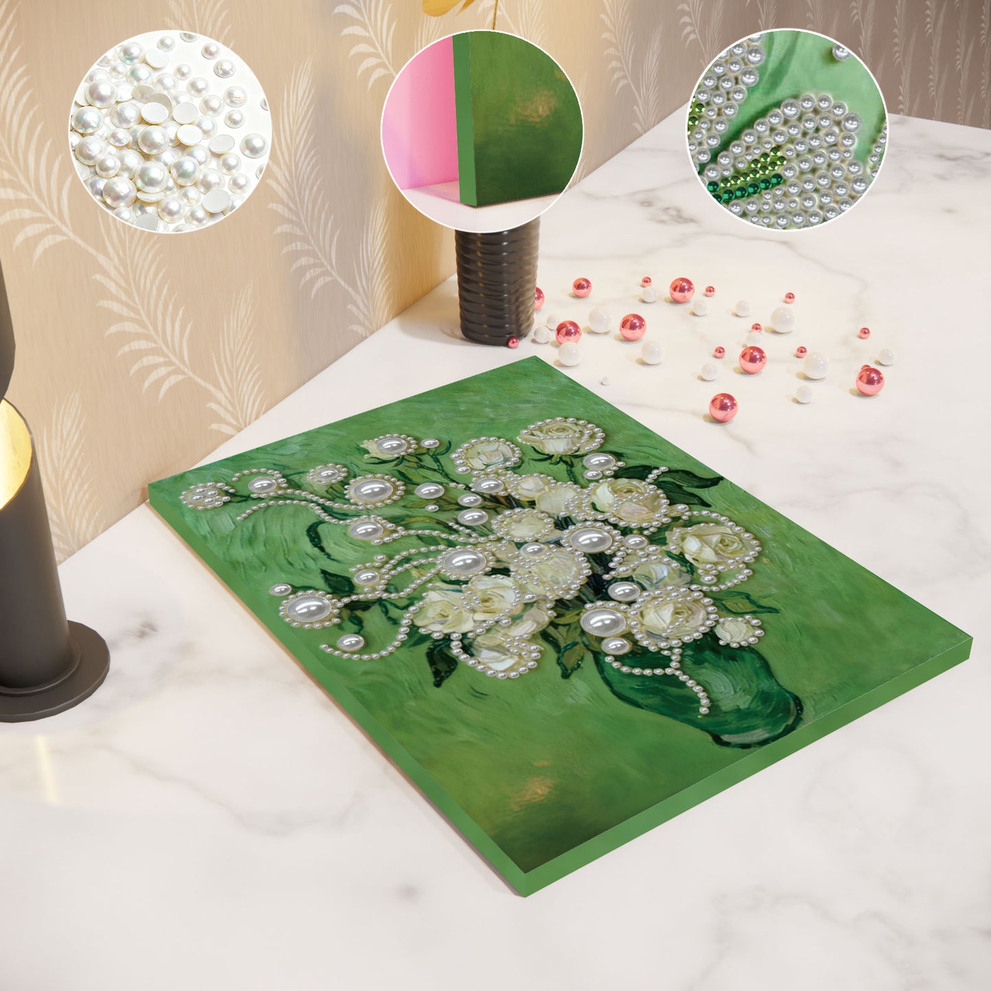 Green Vase - DIY Pearl Gem Art Diamond Painting Kits With Framefor Home Decor -30x40cm