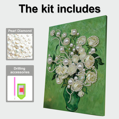 Green Vase - DIY Pearl Gem Art Diamond Painting Kits With Framefor Home Decor -30x40cm