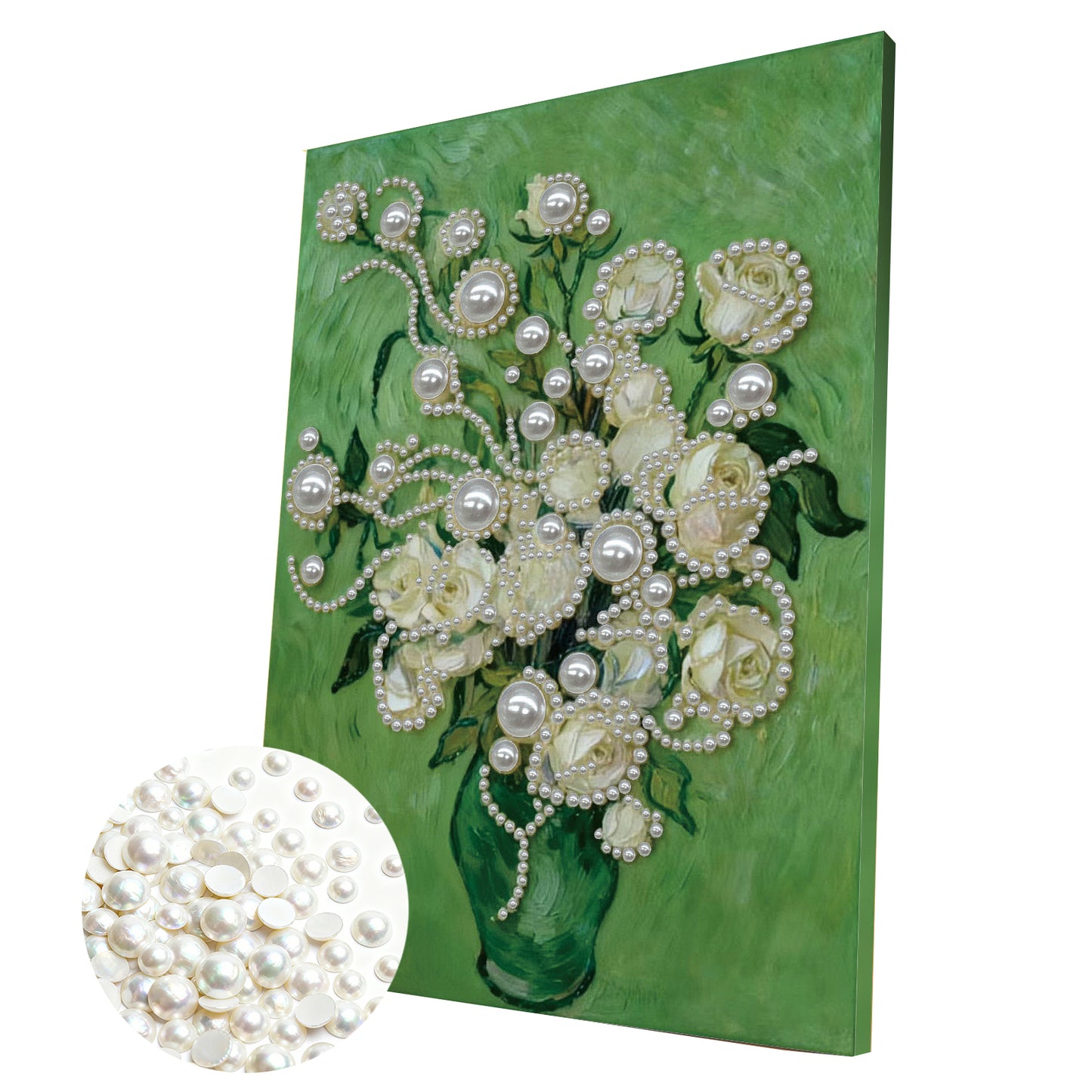 Green Vase - DIY Pearl Gem Art Diamond Painting Kits With Framefor Home Decor -30x40cm