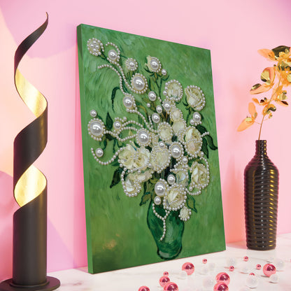 Green Vase - DIY Pearl Gem Art Diamond Painting Kits With Framefor Home Decor -30x40cm
