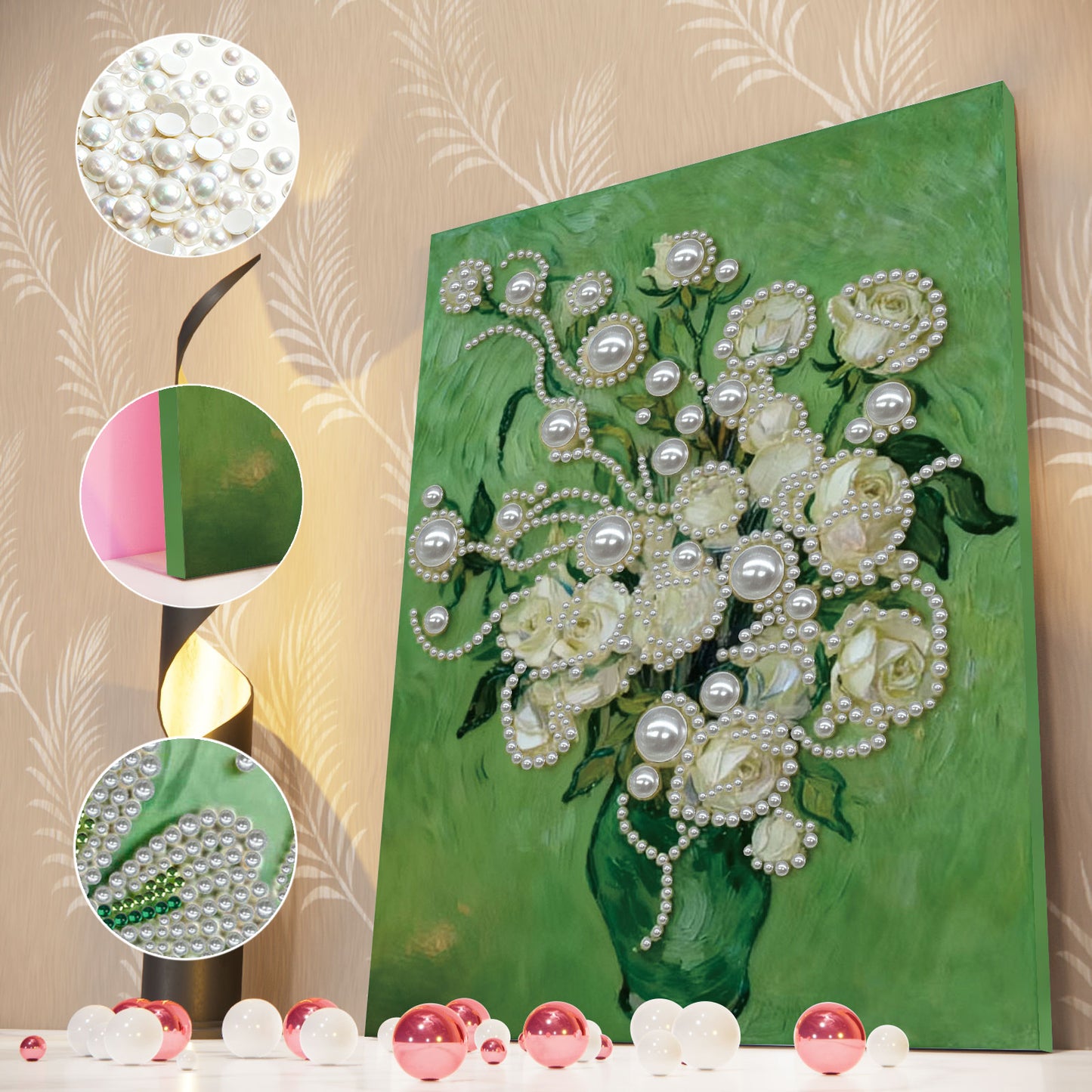 Green Vase - DIY Pearl Gem Art Diamond Painting Kits With Framefor Home Decor -30x40cm