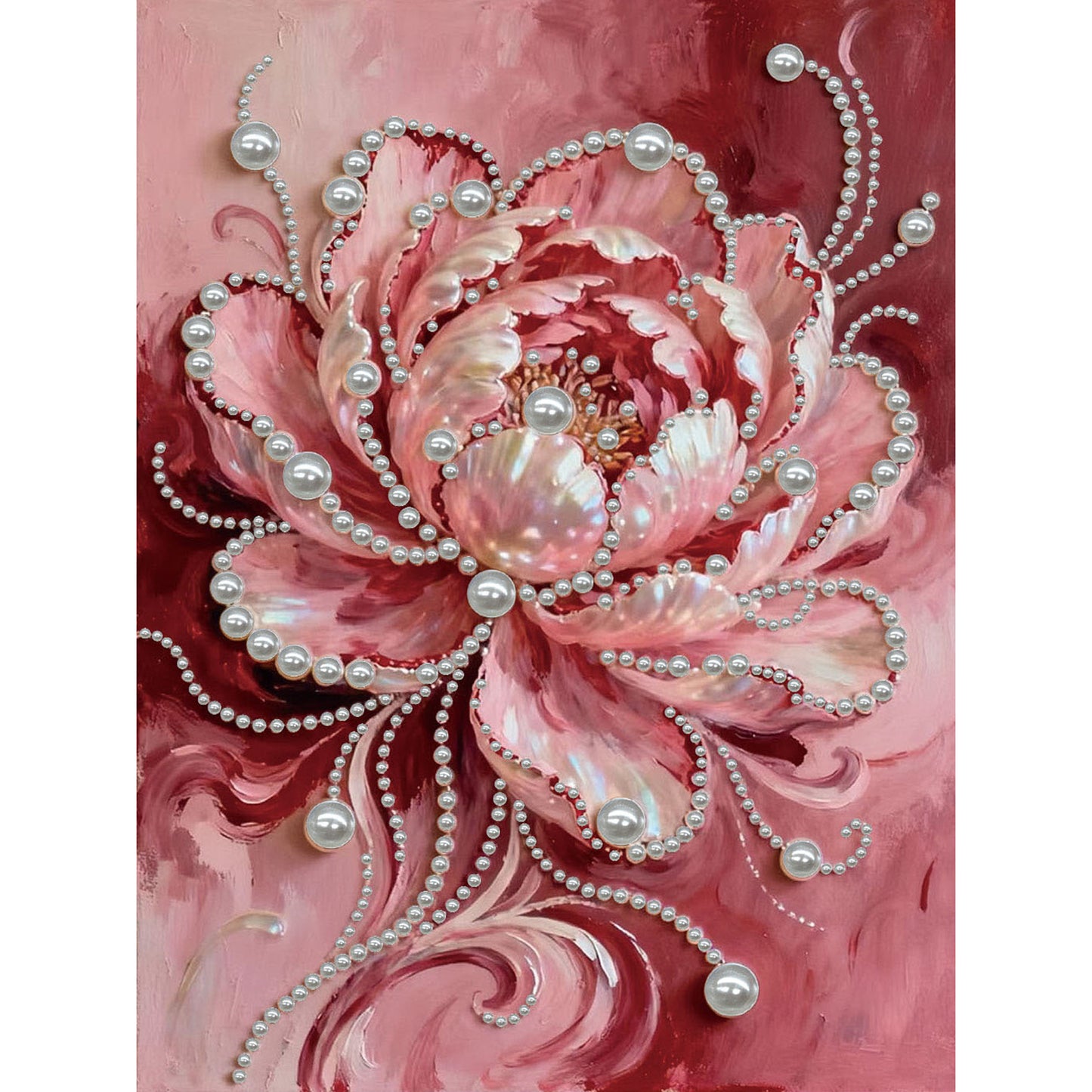 Pink Flower - DIY Pearl Gem Art Diamond Painting Kits With Framefor Home Decor -30x40cm