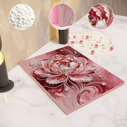 Pink Flower - DIY Pearl Gem Art Diamond Painting Kits With Framefor Home Decor -30x40cm