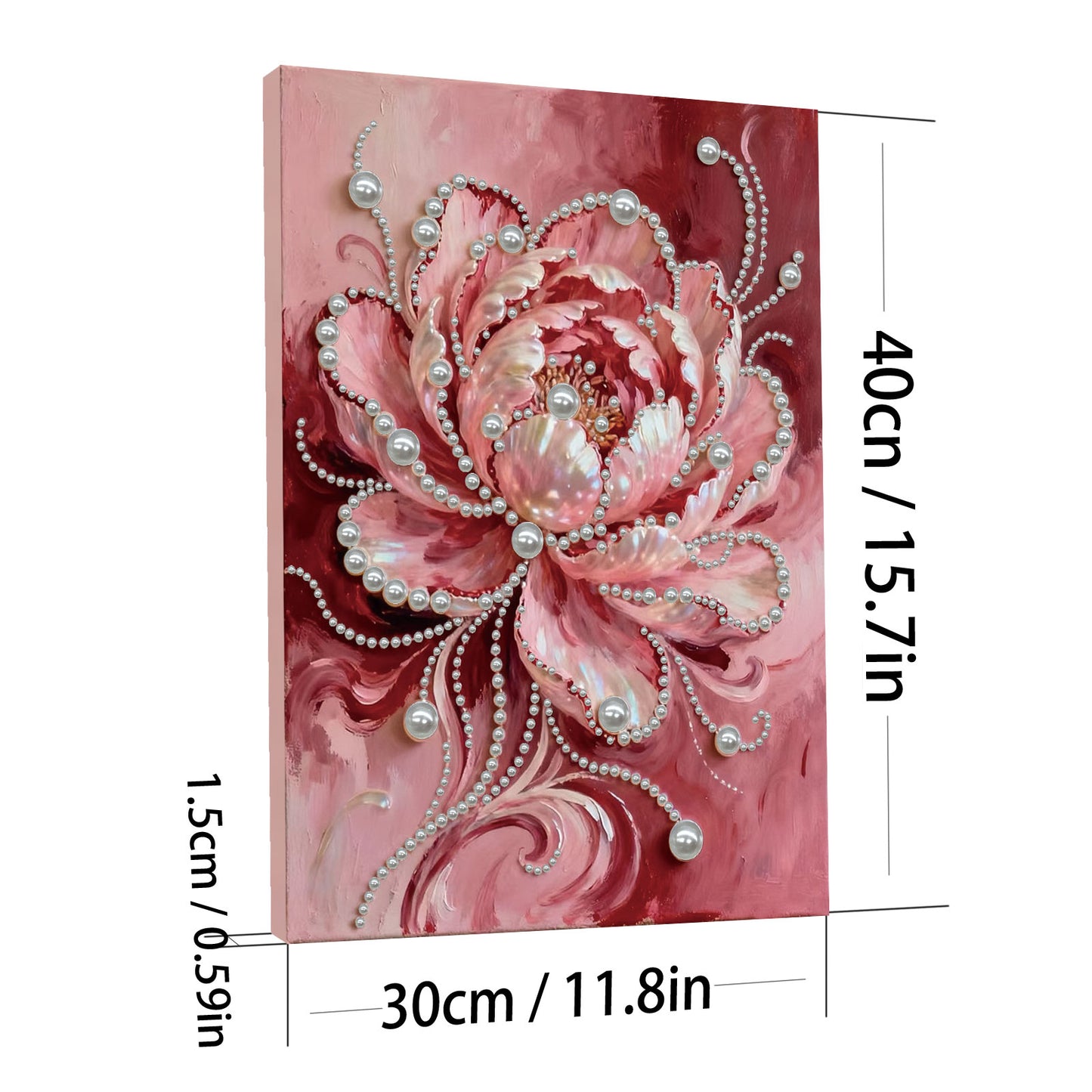 Pink Flower - DIY Pearl Gem Art Diamond Painting Kits With Framefor Home Decor -30x40cm