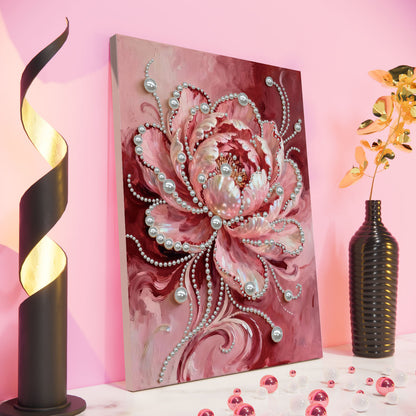 Pink Flower - DIY Pearl Gem Art Diamond Painting Kits With Framefor Home Decor -30x40cm