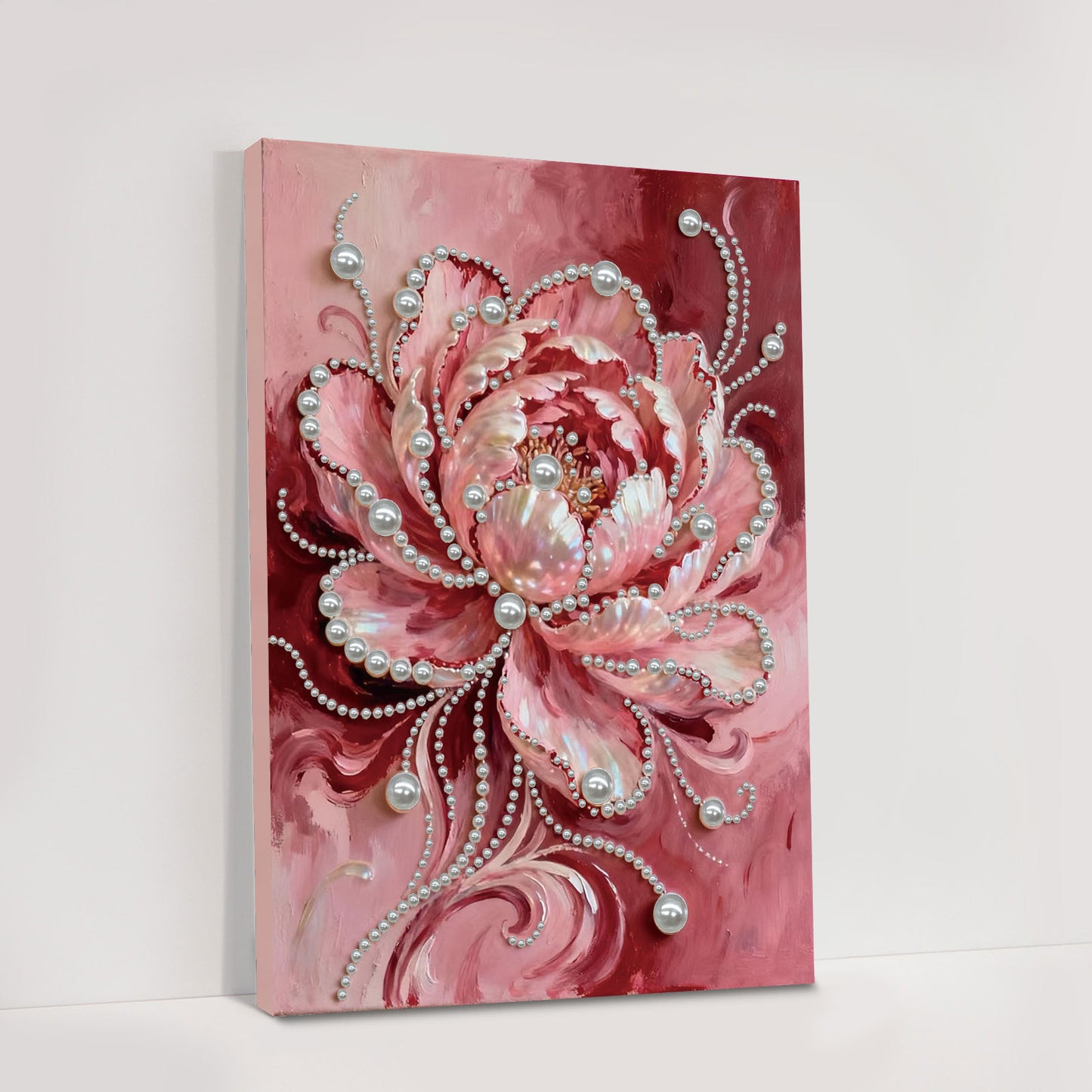 Pink Flower - DIY Pearl Gem Art Diamond Painting Kits With Framefor Home Decor -30x40cm