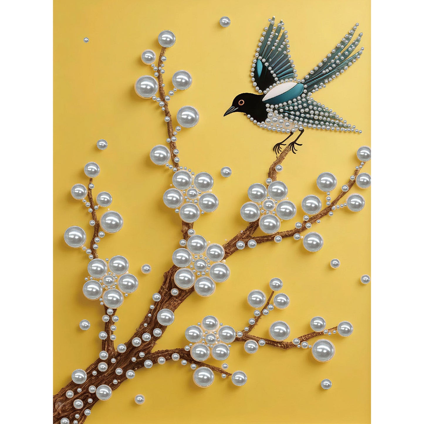 Branch With Bird - DIY Pearl Gem Art Diamond Painting Kits With Framefor Home Decor -30x40cm