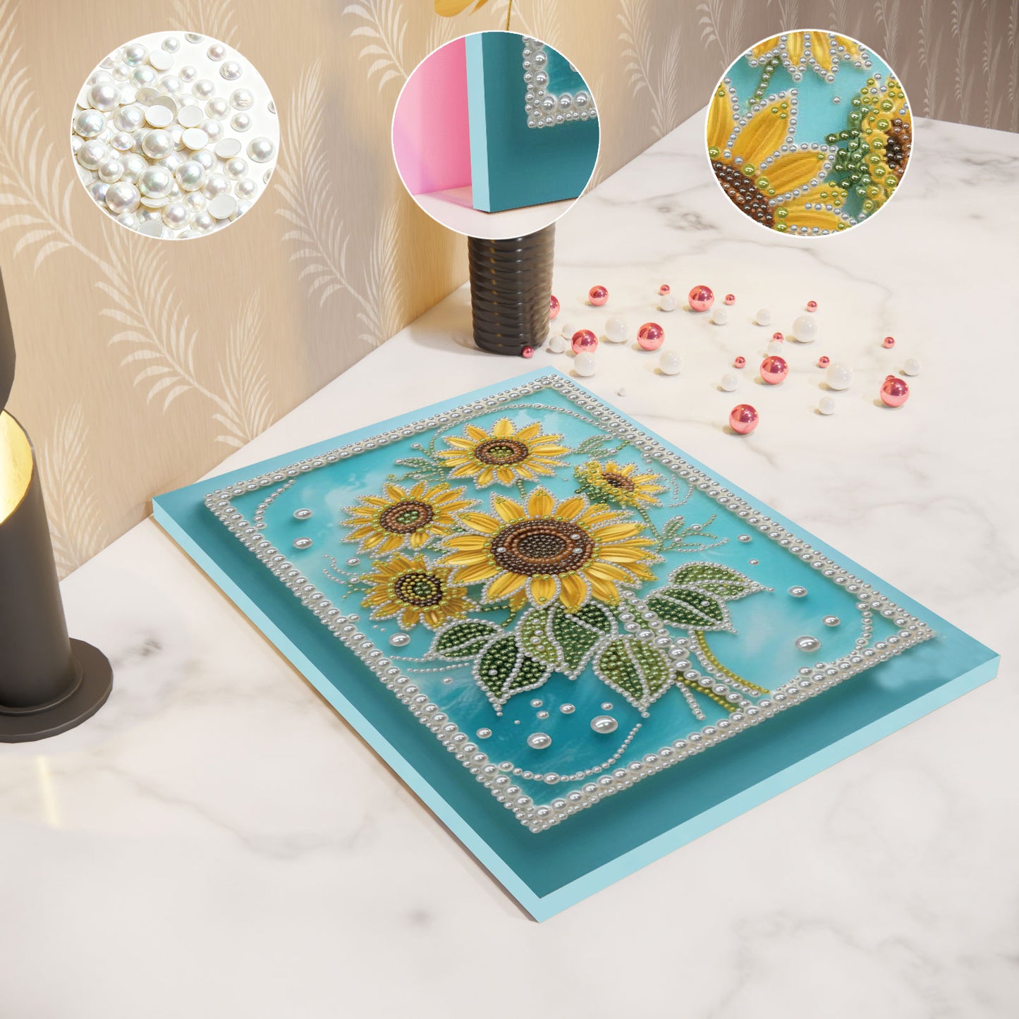 Sunflower - DIY Pearl Gem Art Diamond Painting Kits With Framefor Home Decor -30x40cm