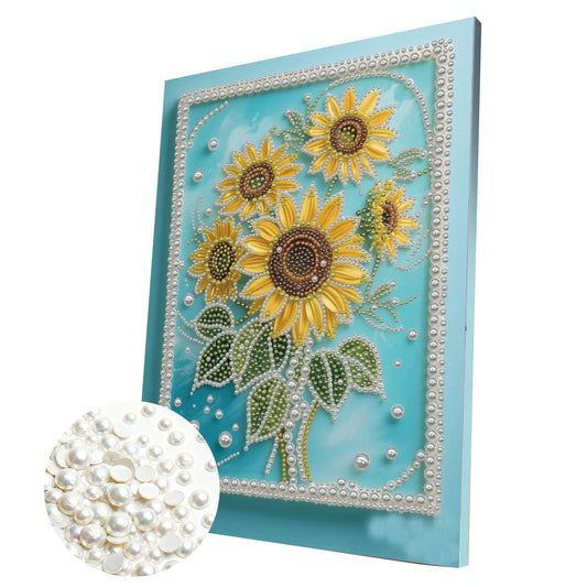 Sunflower - DIY Pearl Gem Art Diamond Painting Kits With Framefor Home Decor -30x40cm