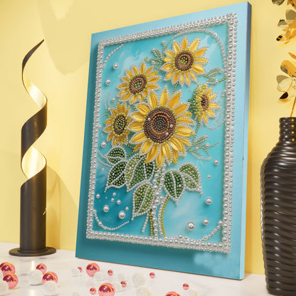 Sunflower - DIY Pearl Gem Art Diamond Painting Kits With Framefor Home Decor -30x40cm