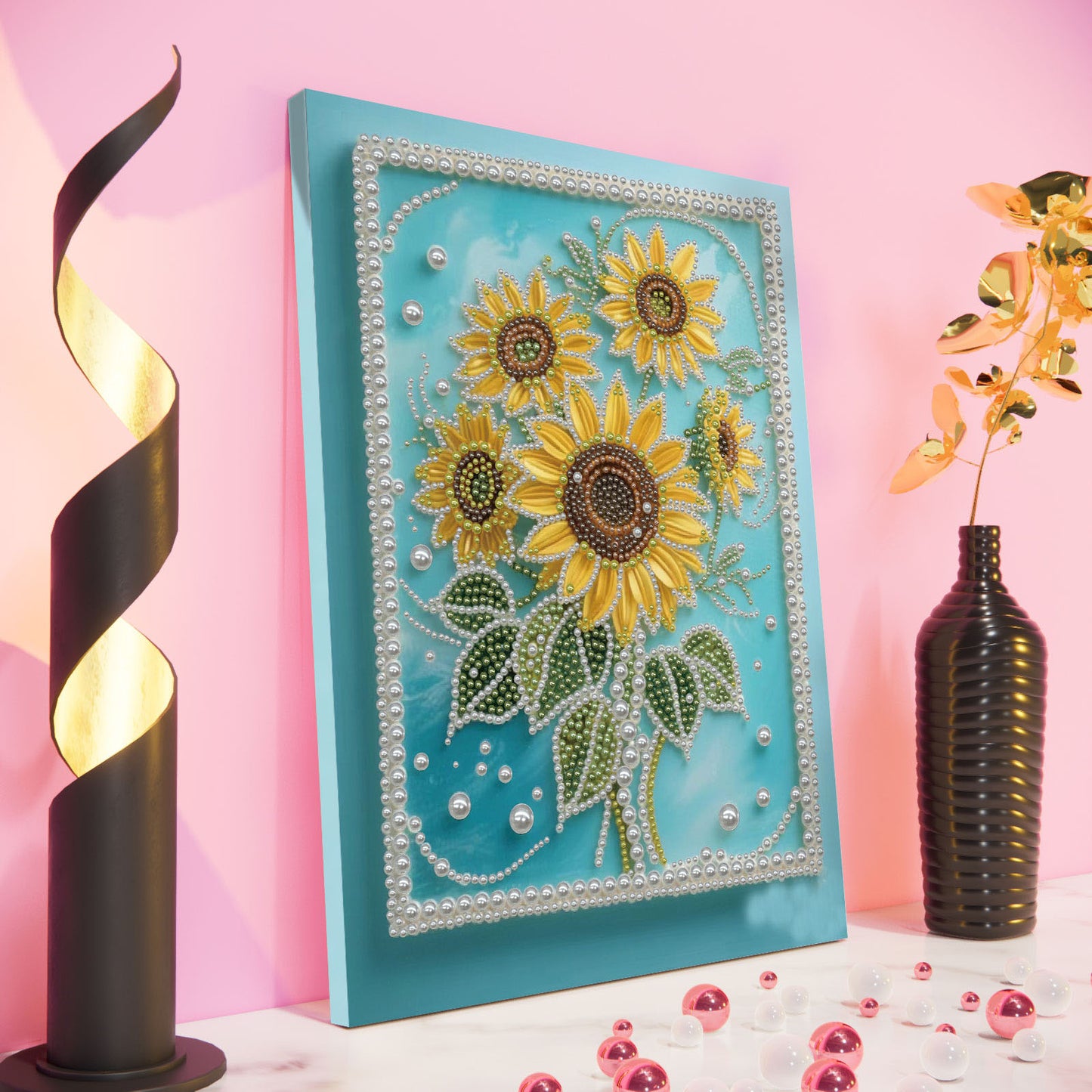 Sunflower - DIY Pearl Gem Art Diamond Painting Kits With Framefor Home Decor -30x40cm