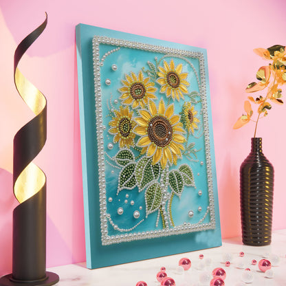 Sunflower - DIY Pearl Gem Art Diamond Painting Kits With Framefor Home Decor -30x40cm