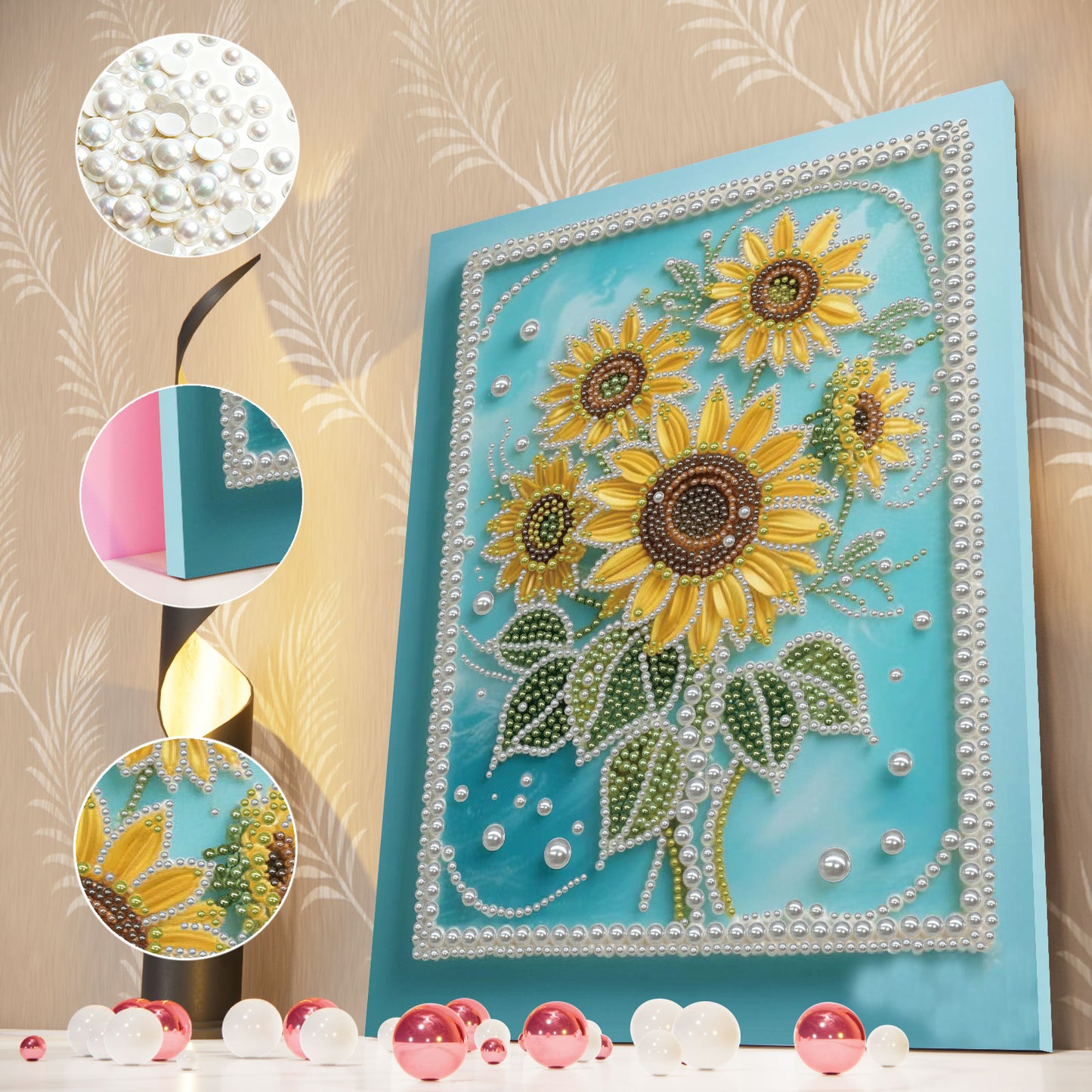 Sunflower - DIY Pearl Gem Art Diamond Painting Kits With Framefor Home Decor -30x40cm