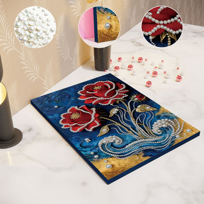 Red Flower - DIY Pearl Gem Art Diamond Painting Kits With Framefor Home Decor -30x40cm