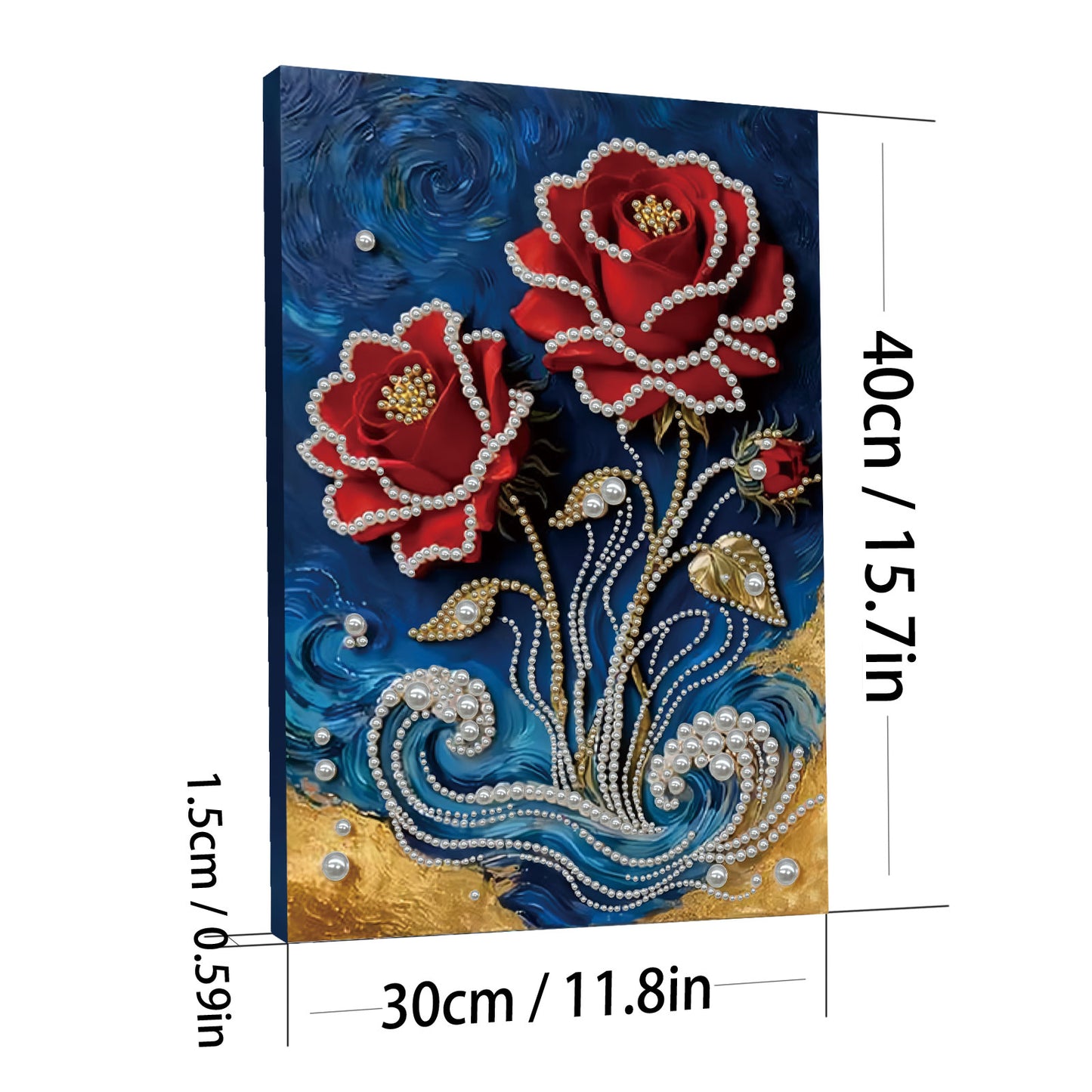 Red Flower - DIY Pearl Gem Art Diamond Painting Kits With Framefor Home Decor -30x40cm