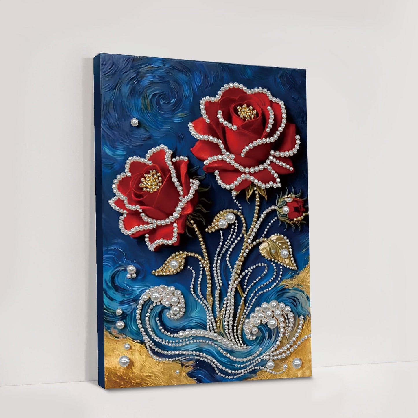 Red Flower - DIY Pearl Gem Art Diamond Painting Kits With Framefor Home Decor -30x40cm