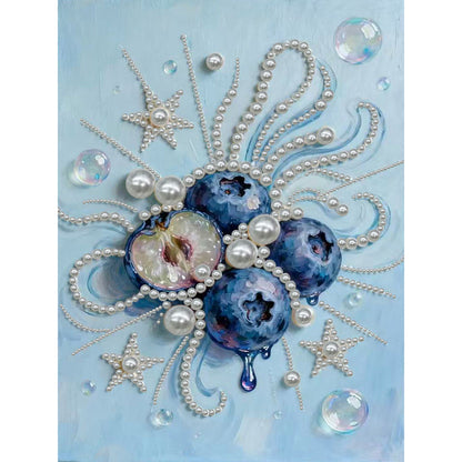 Blueberry - DIY Pearl Gem Art Diamond Painting Kits With Framefor Home Decor -30x40cm