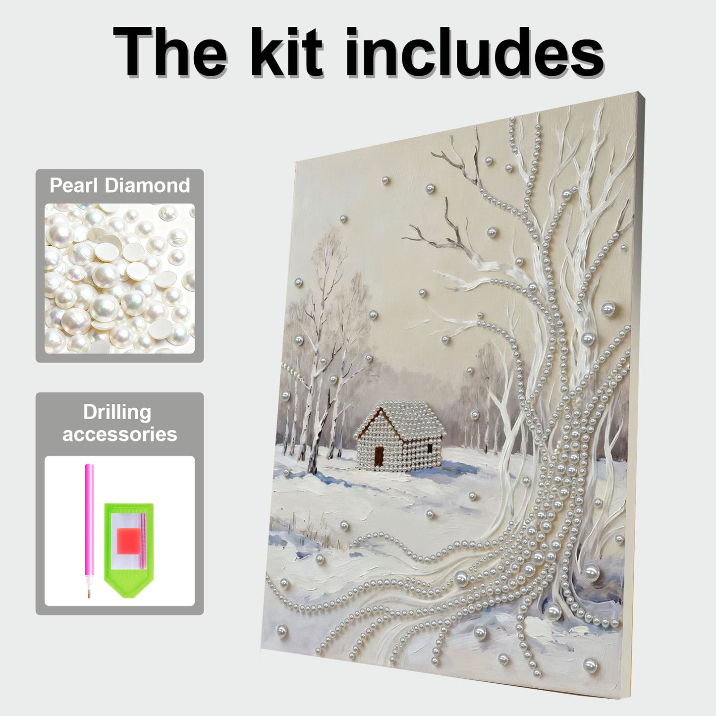 Snowy Ground - DIY Pearl Gem Art Diamond Painting Kits With Framefor Home Decor -30x40cm