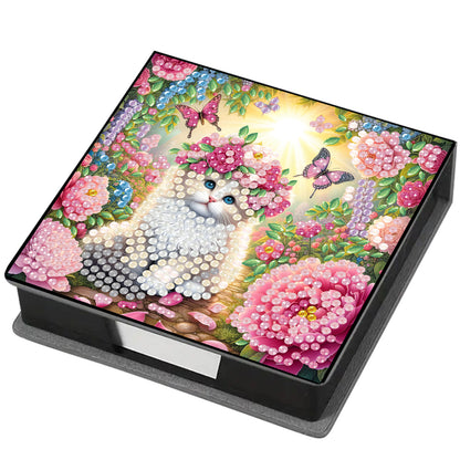 Kitty PU DIY 5D Diamond Painting Note Box (160 Blank Notepads) for Office Home