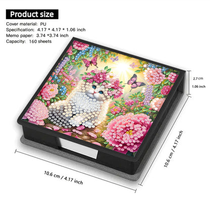 Kitty PU DIY 5D Diamond Painting Note Box (160 Blank Notepads) for Office Home