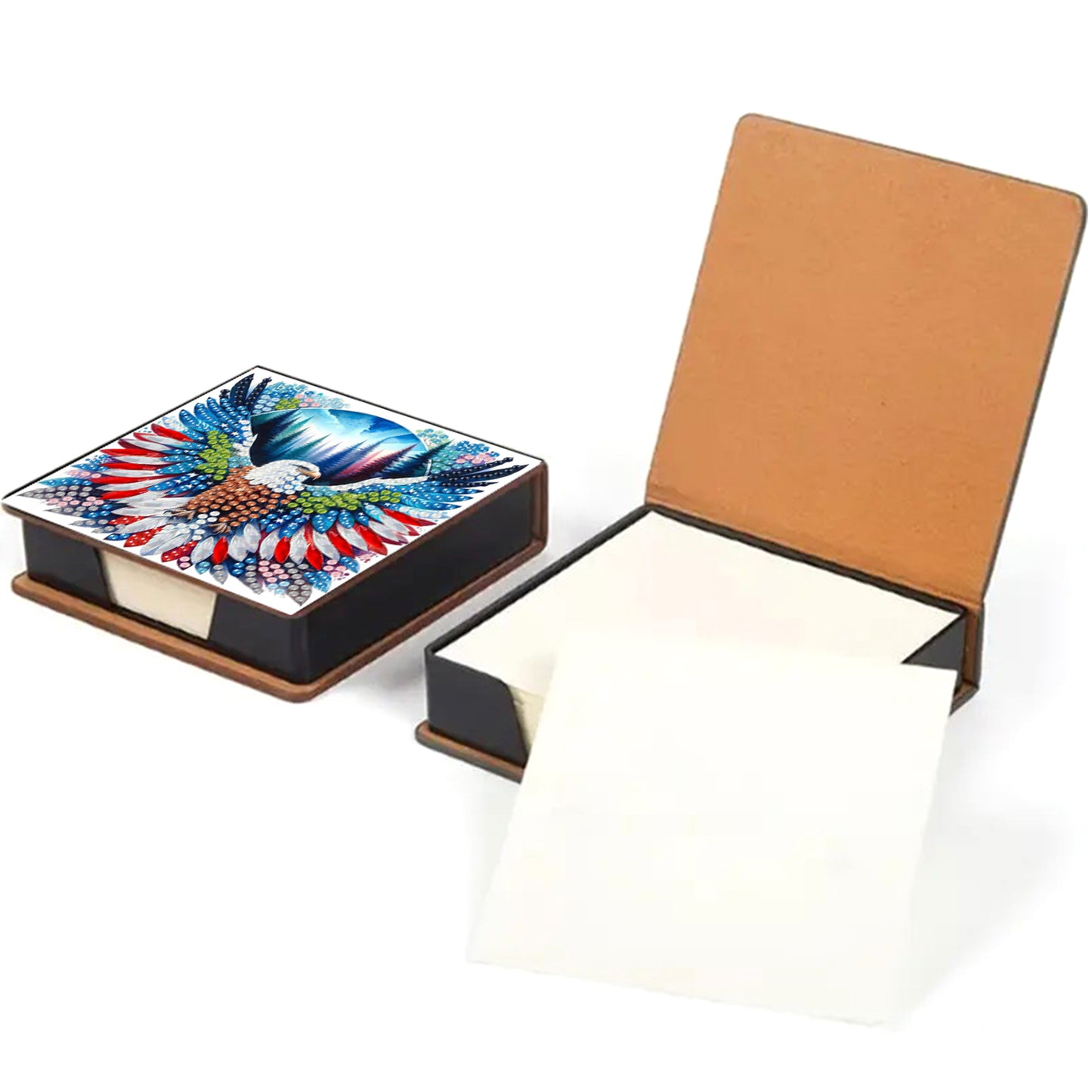 Eagle PU DIY 5D Diamond Painting Note Box (160 Blank Notepads) for Office Home