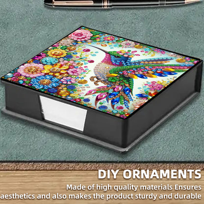 Bird PU DIY 5D Diamond Painting Note Box (160 Blank Notepads) for Office Home