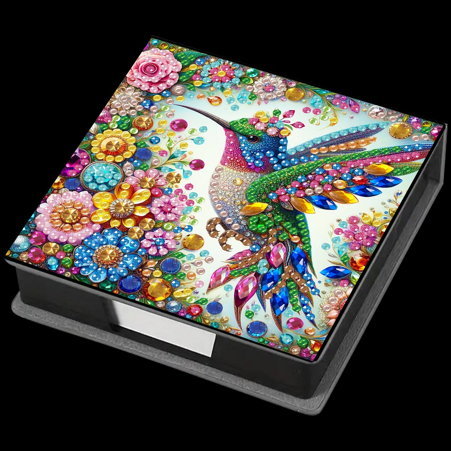 Bird PU DIY 5D Diamond Painting Note Box (160 Blank Notepads) for Office Home