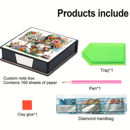 Goblin PU DIY 5D Diamond Painting Note Box (160 Blank Notepads) for Office Home