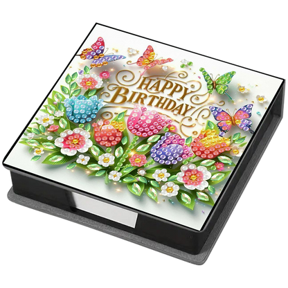 Birthday PU DIY 5D Diamond Painting Note Box (160 Blank Notepads) for Office