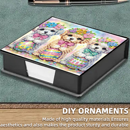 Dog PU DIY 5D Diamond Painting Note Box (160 Blank Notepads) for Office Home