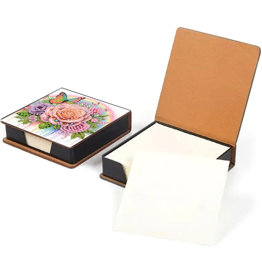 Rose PU DIY 5D Diamond Painting Note Box (160 Blank Notepads) for Office Home