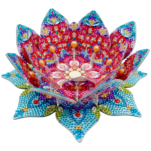Red Lotus Candlestick DIY Diamond Art Desk Ornaments for Adults Bedroom Decor