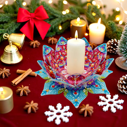 Red Lotus Candlestick DIY Diamond Art Desk Ornaments for Adults Bedroom Decor
