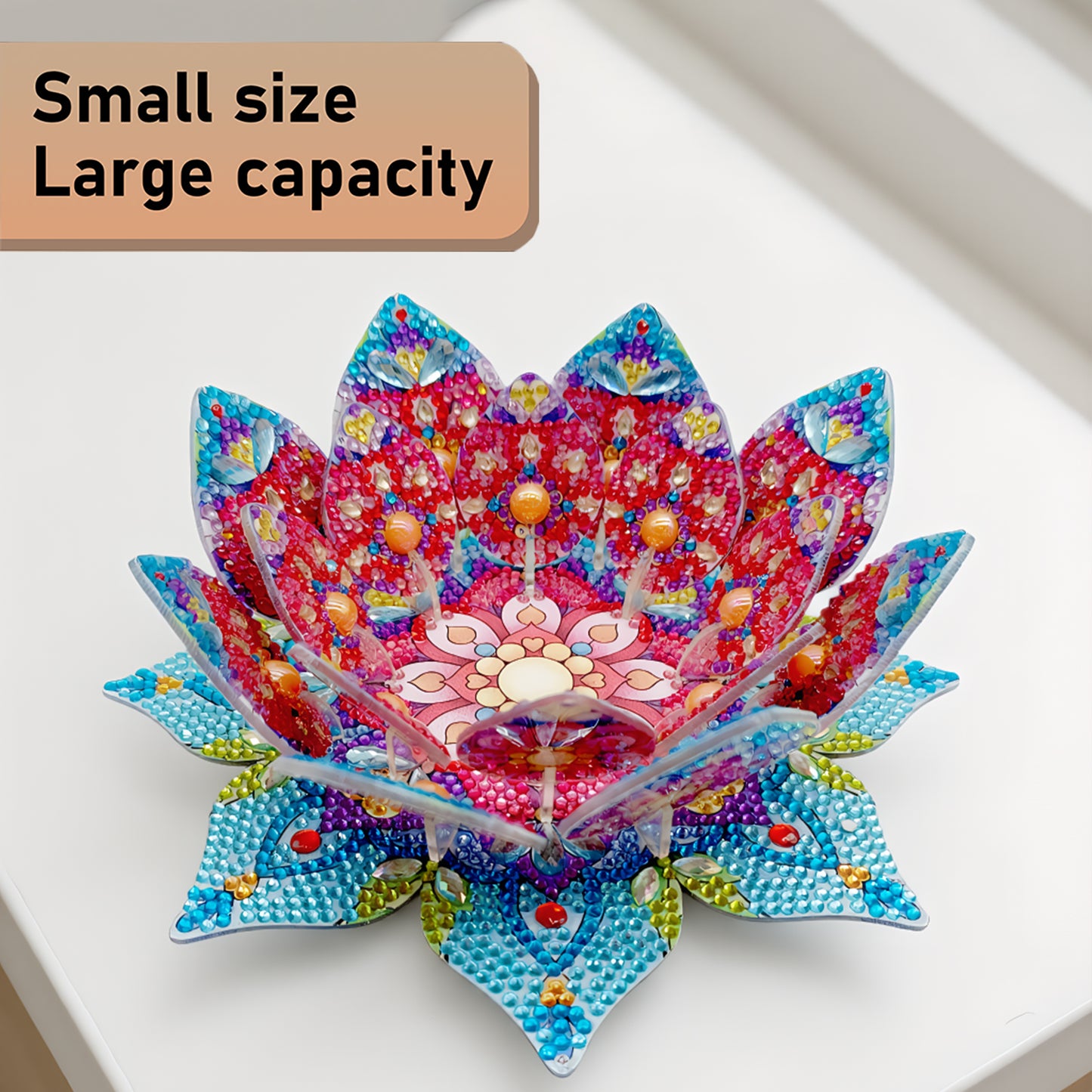 Red Lotus Candlestick DIY Diamond Art Desk Ornaments for Adults Bedroom Decor