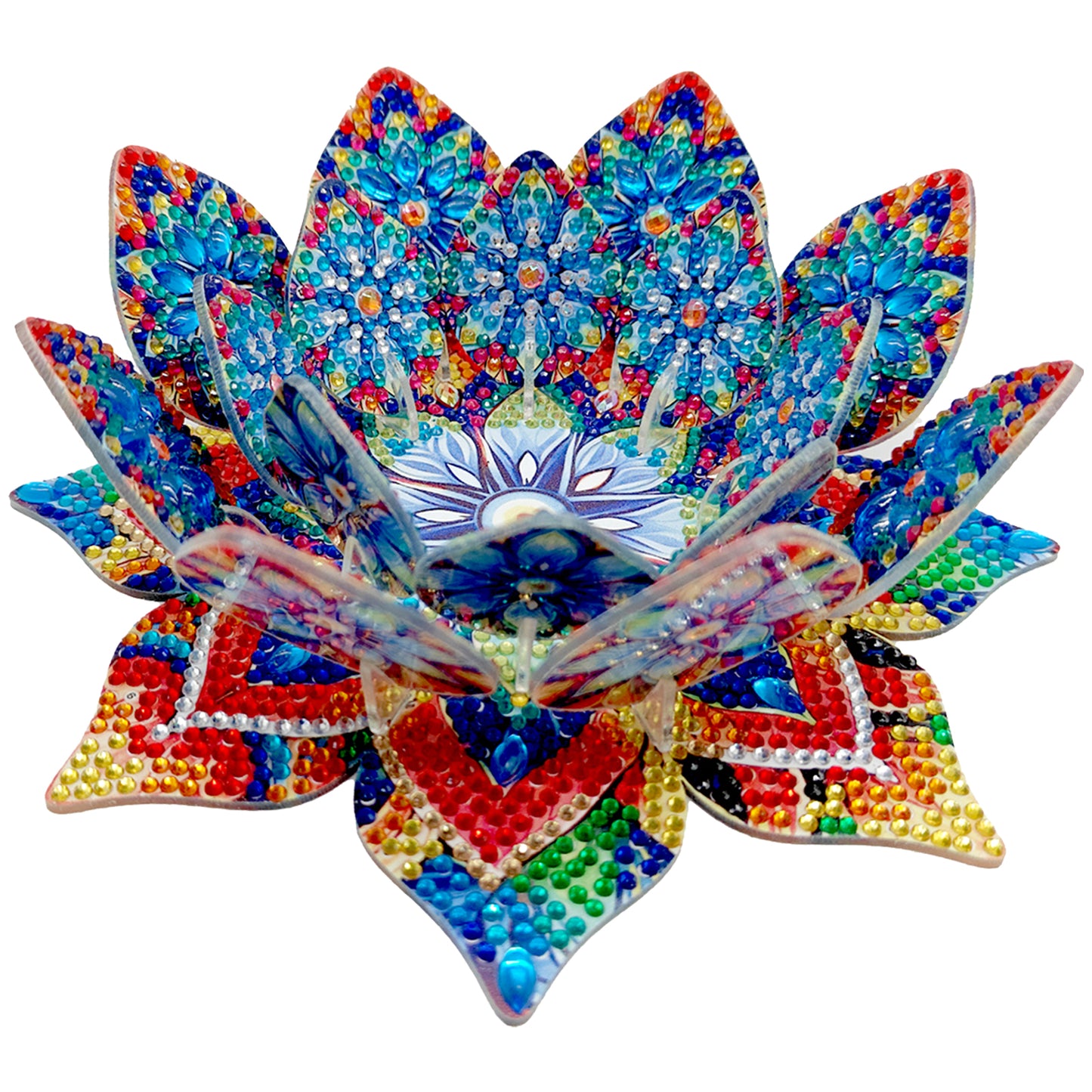 Blue Lotus Candlestick DIY Diamond Art Desk Ornaments for Adults Bedroom Decor