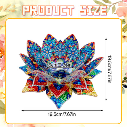 Blue Lotus Candlestick DIY Diamond Art Desk Ornaments for Adults Bedroom Decor