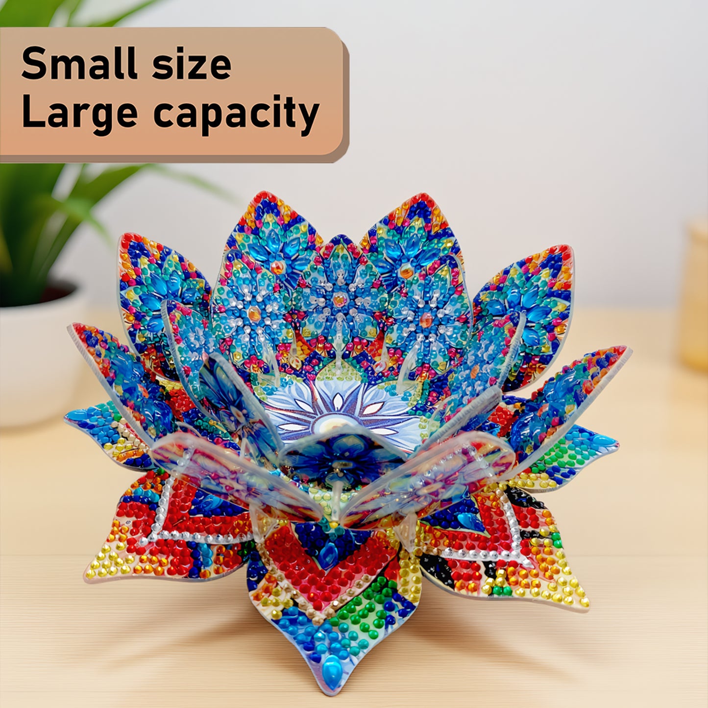Blue Lotus Candlestick DIY Diamond Art Desk Ornaments for Adults Bedroom Decor