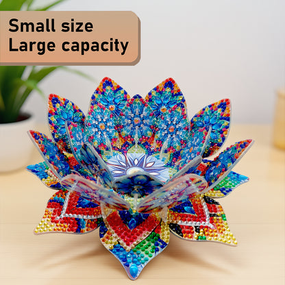 Blue Lotus Candlestick DIY Diamond Art Desk Ornaments for Adults Bedroom Decor