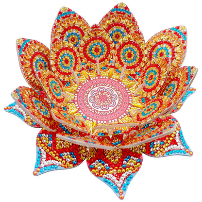 Orange Lotus Candlestick DIY Diamond Art Desk Ornaments for Adults Bedroom Decor